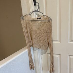 SHEIN Beige V-Neck Sweater
